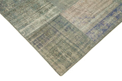 Kirk Yama Grey Patchwork Cotton Wool Handmade Area Rug 5'9'' x 7'11''