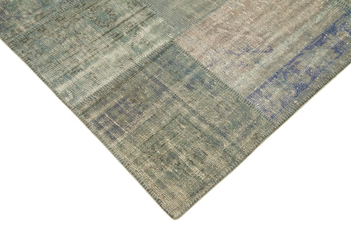 Kirk Yama Grey Patchwork Cotton Wool Handmade Area Rug 5'9'' x 7'11''