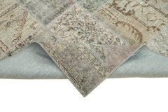 Kirk Yama Grey Patchwork Cotton Wool Handmade Area Rug 5'7'' x 7'10''