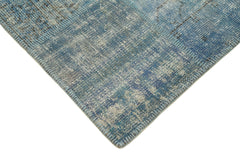 Kirk Yama Blue Patchwork Cotton Wool Handmade Area Rug 5'9'' x 8'0''