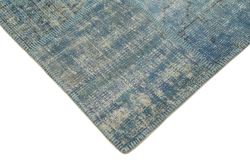 Kirk Yama Blue Patchwork Cotton Wool Handmade Area Rug 5'9'' x 8'0''