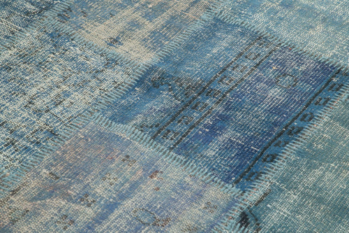 Kirk Yama Blue Patchwork Cotton Wool Handmade Area Rug 5'9'' x 8'0''