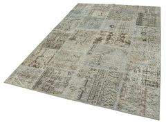 Kirk Yama Grey Patchwork Cotton Wool Handmade Area Rug 5'6'' x 7'11''
