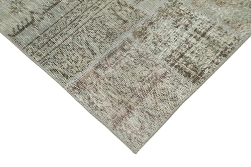 Kirk Yama Grey Patchwork Cotton Wool Handmade Area Rug 5'6'' x 7'11''