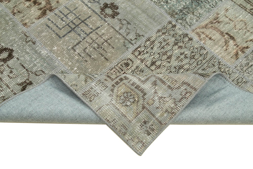 Kirk Yama Grey Patchwork Cotton Wool Handmade Area Rug 5'6'' x 7'11''