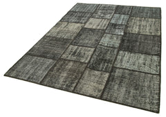 Kirk Yama Black Patchwork Cotton Wool Handmade Area Rug 5'9'' x 7'11''