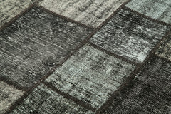 Kirk Yama Black Patchwork Cotton Wool Handmade Area Rug 5'9'' x 7'11''