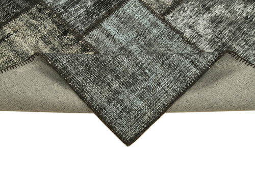 Kirk Yama Black Patchwork Cotton Wool Handmade Area Rug 5'9'' x 7'11''