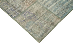 Handmade Area Rug - Kirk Yama Grey Patchwork Cotton Wool Carpet 5'9" x 7'11"