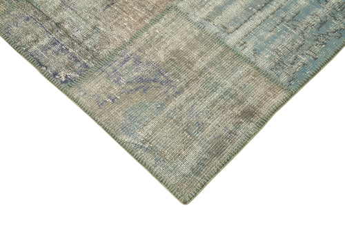 Handmade Area Rug - Kirk Yama Grey Patchwork Cotton Wool Carpet 5'9" x 7'11"