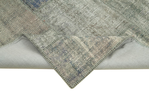 Kirk Yama Grey Patchwork Cotton Wool Handmade Area Rug 5'8'' x 7'11''