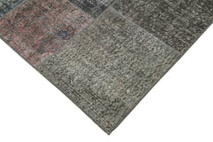 Handmade Area Rug - Kirk Yama Grey Patchwork Cotton Wool 5'7'' x 7'10''