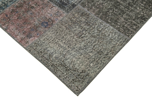 Handmade Area Rug - Kirk Yama Grey Patchwork Cotton Wool 5'7'' x 7'10''