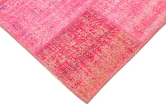 Kirk Yama Pink Patchwork Cotton Wool Handmade Area Rug 5'1'' x 6'9''