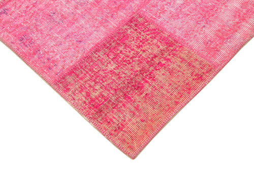 Kirk Yama Pink Patchwork Cotton Wool Handmade Area Rug 5'1'' x 6'9''