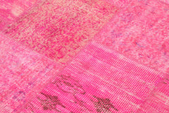 Kirk Yama Pink Patchwork Cotton Wool Handmade Area Rug 5'1'' x 6'9''
