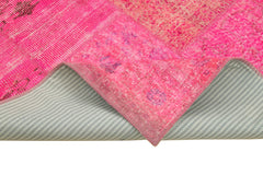 Kirk Yama Pink Patchwork Cotton Wool Handmade Area Rug 5'1'' x 6'9''