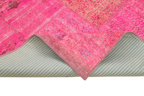 Kirk Yama Pink Patchwork Cotton Wool Handmade Area Rug 5'1'' x 6'9''