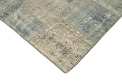 Kirk Yama Grey Patchwork Cotton Wool Handmade Area Rug 4'8'' x 6'8''