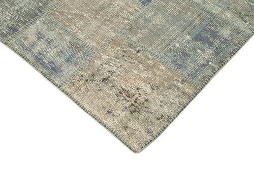 Kirk Yama Grey Patchwork Cotton Wool Handmade Area Rug 4'8'' x 6'8''