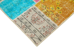 Handmade Area Rug – Blue Patchwork Rug Cotton Wool Carpet 4'8''x6'9'' by Agacan