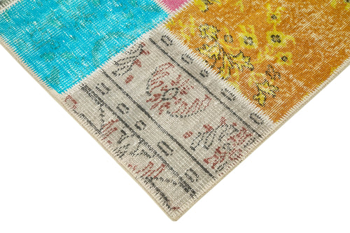 Handmade Area Rug – Blue Patchwork Rug Cotton Wool Carpet 4'8''x6'9'' by Agacan