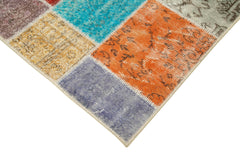 Kirk Yama Blue Patchwork Cotton Wool Handmade Area Rug 4'9'' x 6'7''