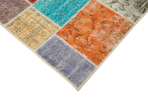 Kirk Yama Blue Patchwork Cotton Wool Handmade Area Rug 4'9'' x 6'7''