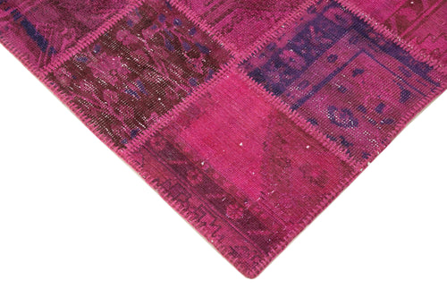 Kirk Yama Pink Patchwork Cotton Wool Handmade Area Rug 4'7'' x 6'9''
