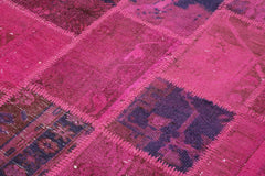 Kirk Yama Pink Patchwork Cotton Wool Handmade Area Rug 4'7'' x 6'9''