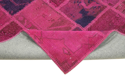 Kirk Yama Pink Patchwork Cotton Wool Handmade Area Rug 4'7'' x 6'9''