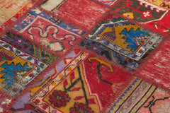 Kirk Yama Red Patchwork Cotton Wool Handmade Area Rug 4'6'' x 6'8''