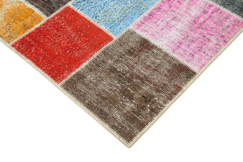 Handmade Area Rug – Blue Patchwork Carpet | Cotton Wool Durable Soft Floor Rug 4'9"x6'9"