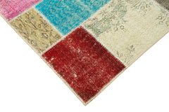 Kirk Yama Blue Patchwork Cotton Wool Handmade Area Rug 4'9'' x 6'7''