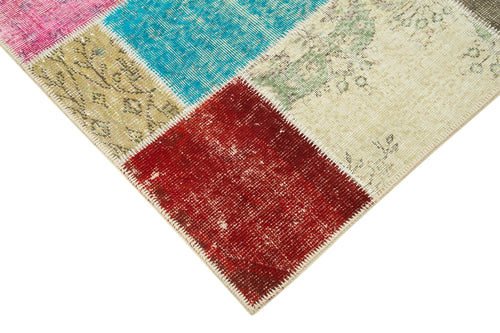 Kirk Yama Blue Patchwork Cotton Wool Handmade Area Rug 4'9'' x 6'7''