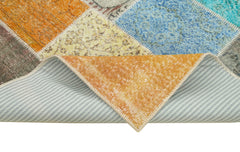 Kirk Yama Blue Patchwork Cotton Wool Handmade Area Rug 4'9'' x 6'7''