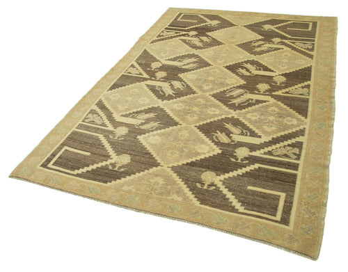 Taspinar Beige Classic Wool Handmade Area Rug 4'10'' x 7'5''