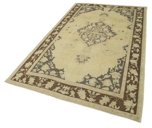 Taspinar Beige Classic Wool Handmade Area Rug 5'1'' x 8'7''