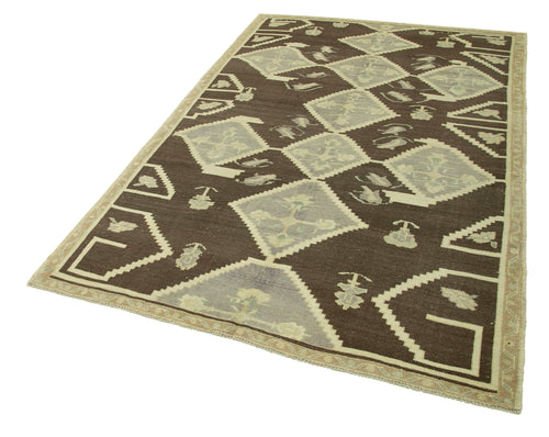 Taspinar Beige Classic Wool Handmade Area Rug 4'10'' x 7'4''