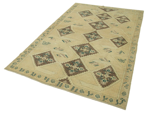 Taspinar Beige Classic Wool Handmade Area Rug 5'1'' x 8'1''