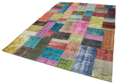 Kirk Yama Blue Patchwork Cotton Wool Handmade Area Rug 6'8'' x 9'10''