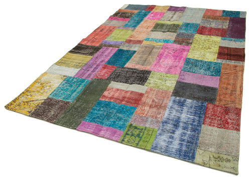 Kirk Yama Blue Patchwork Cotton Wool Handmade Area Rug 6'8'' x 9'10''