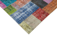 Kirk Yama Blue Patchwork Cotton Wool Handmade Area Rug 6'8'' x 9'10''