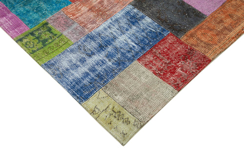 Kirk Yama Blue Patchwork Cotton Wool Handmade Area Rug 6'8'' x 9'10''