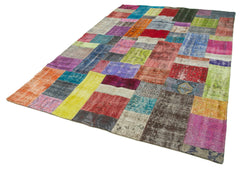 Kirk Yama Blue Patchwork Cotton Wool Handmade Area Rug 6'8'' x 9'11''