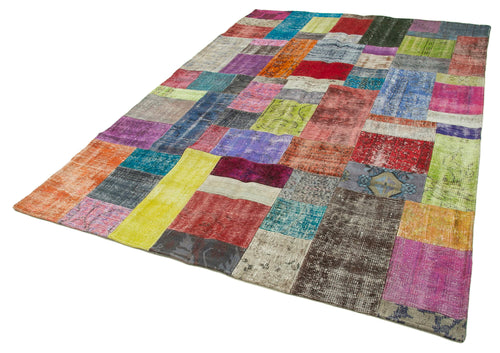 Kirk Yama Blue Patchwork Cotton Wool Handmade Area Rug 6'8'' x 9'11''