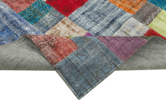 Kirk Yama Blue Patchwork Cotton Wool Handmade Area Rug 6'8'' x 9'11''