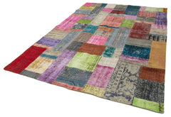 Kirk Yama Blue Patchwork Cotton Wool Handmade Area Rug 6'8'' x 9'11''