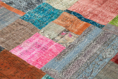 Kirk Yama Blue Patchwork Cotton Wool Handmade Area Rug 6'8'' x 9'11''
