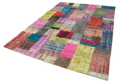 Kirk Yama Blue Patchwork Cotton Wool Handmade Area Rug 6'8'' x 9'11''